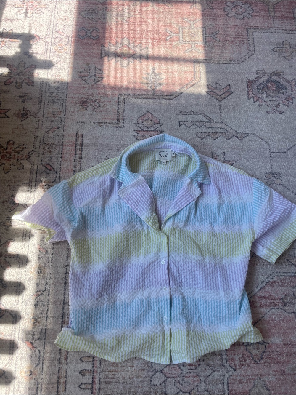 Lili Sidonio Pastel Beachy Button Up Cotton Blouse Womens S